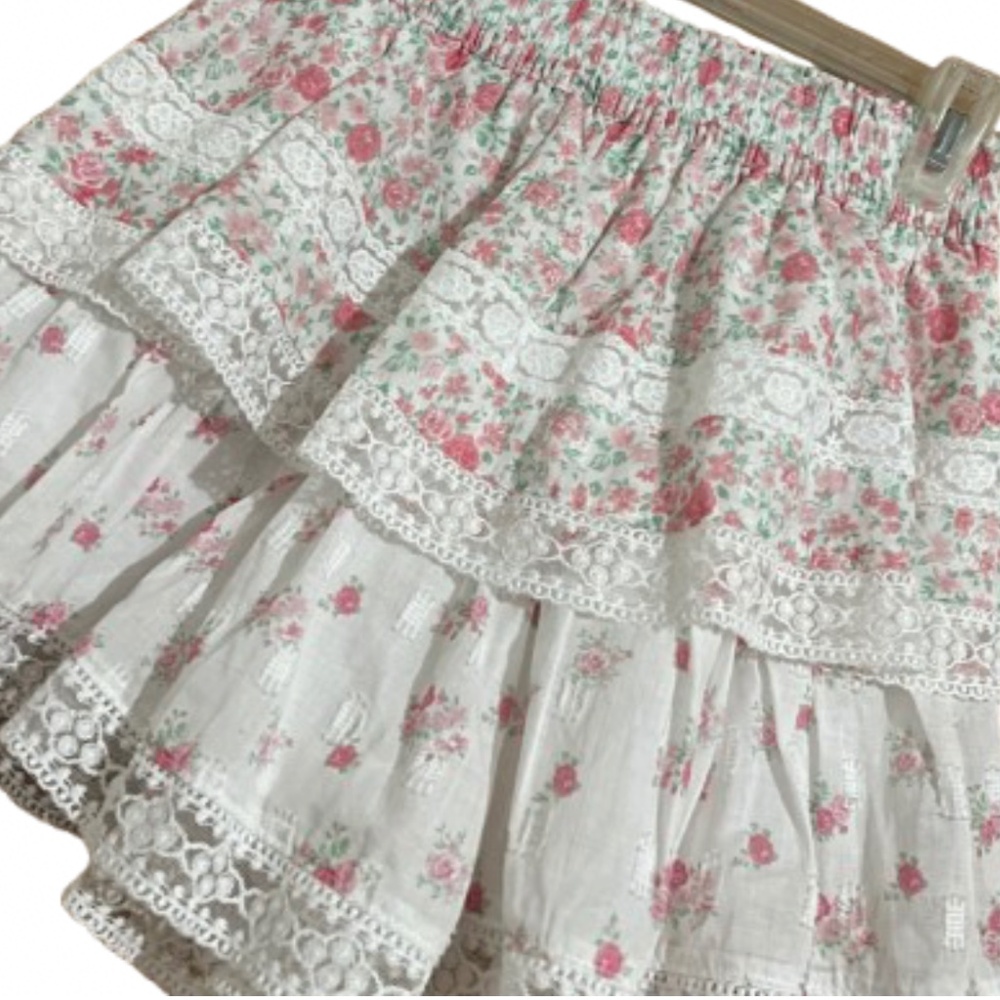 Altar’d State Women’s Pink Multi ‘Rumie’ Floral Print 2-Tier Skort Sz-XS - Picture 3 of 9